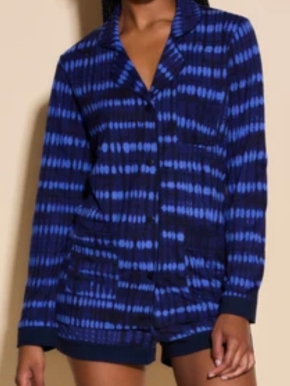 Cosabella Bella Printed Long Sleeve Boxer Pajama Set Lola Blue S